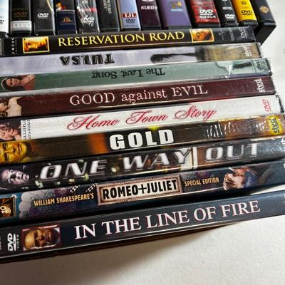 Tray of DVD Mostly Drama and Action Movies 