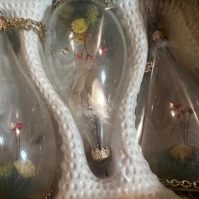 2 boxes Clear  Tear drop and Round with Dried Flower and Angels VINTAGE