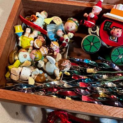 2 old Wood Boxes with Wood Ornaments