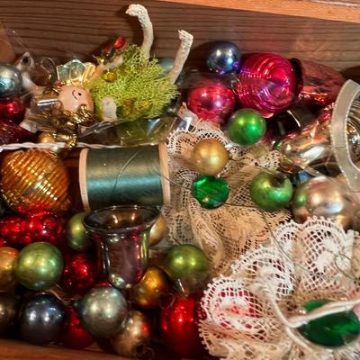 2 old Wood Boxes with Wood Ornaments