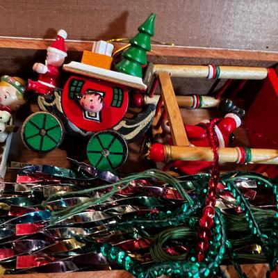 2 old Wood Boxes with Wood Ornaments
