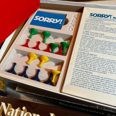 5 Vintage Games; Sorry, Backgammon, Score Four, National Pursuit 