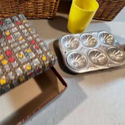 Doll Picnic Baskets, Tins, Coffee Pot 
