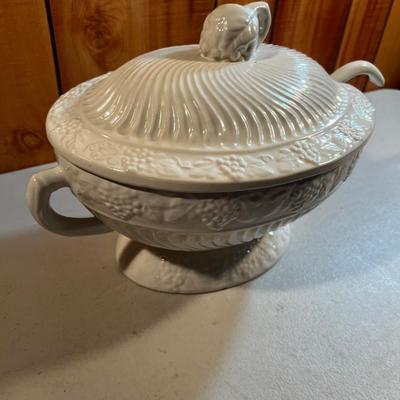 White Soup Tureen plus Ladle 