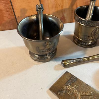 Lot of Metal Mortar and Pestel 