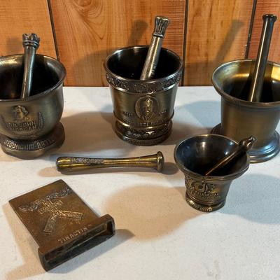 Lot of Metal Mortar and Pestel 