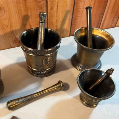 Lot of Metal Mortar and Pestel 