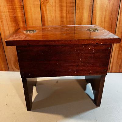 Wood Shoe Stool full of polishes. 
