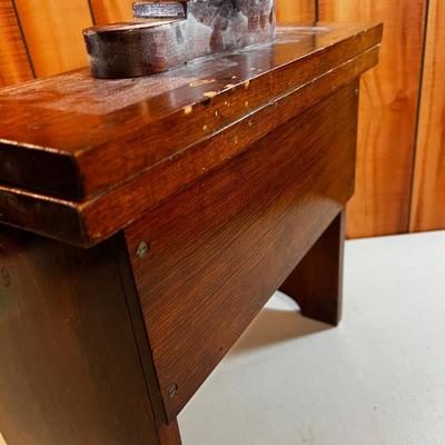 Wood Shoe Stool full of polishes. 
