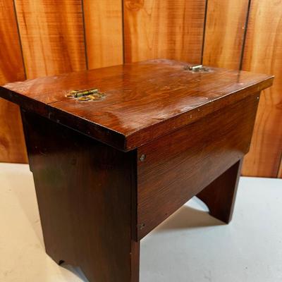 Wood Shoe Stool full of polishes. 