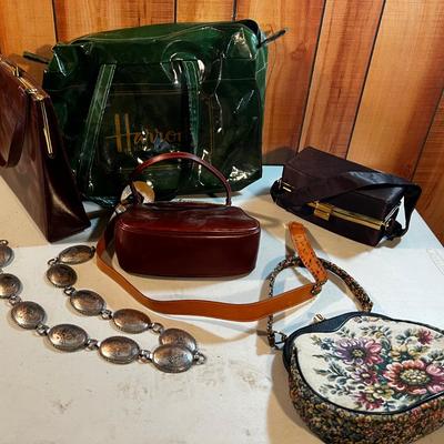 Belts and Purses with a Vintage Harrods Bag