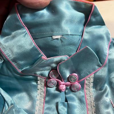 Pretty!  Embroidered  Silk Pajama Set From Japan NEVER WORN