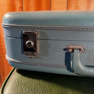 1960's Vintage Luggage Turquoise, Olive and mustard Color
