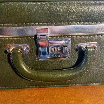 1960's Vintage Luggage Turquoise, Olive and mustard Color