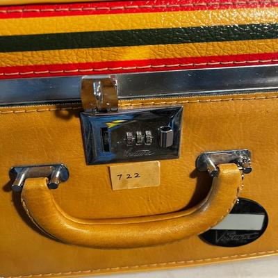 1960's Vintage Luggage Turquoise, Olive and mustard Color