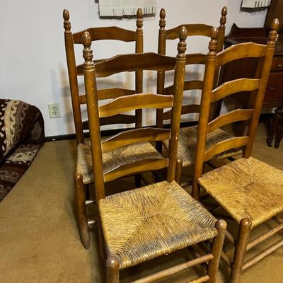 4 ladder Back Chairs with Rush Seat 
