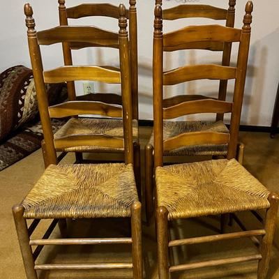 4 ladder Back Chairs with Rush Seat 