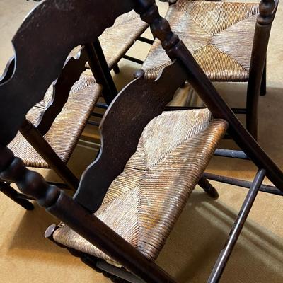 4 Walnut Colored Ladder Back Chairs