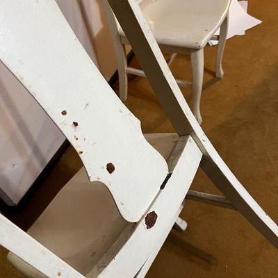 2 Antique Oak T Back with White Enamel Paint. 