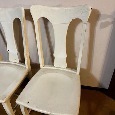 2 Antique Oak T Back with White Enamel Paint. 