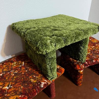 3 Carpeted Stools, Hand crafted!