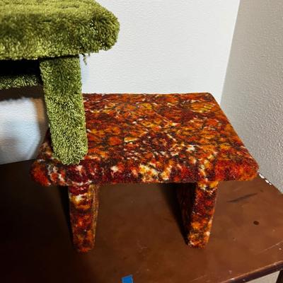 3 Carpeted Stools, Hand crafted!