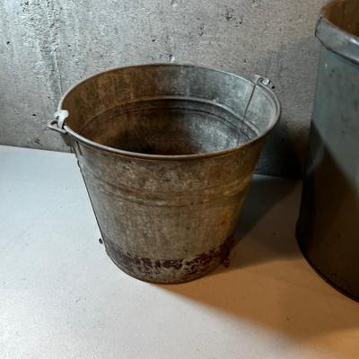 Garbage Can and Galvanized Pail 