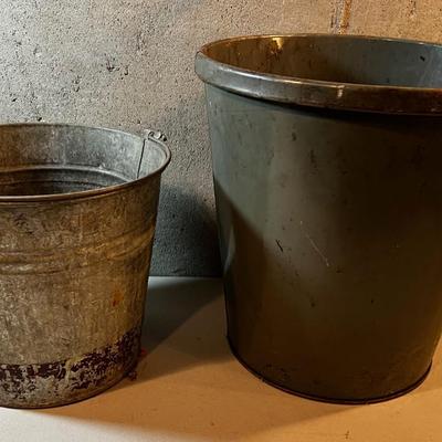 Garbage Can and Galvanized Pail 