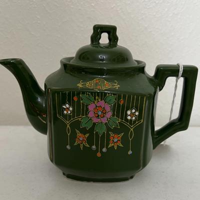 Green Floral Teapot