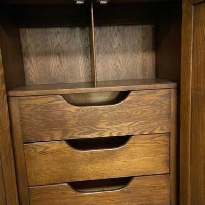 Vintage United Furniture Corporation Wooden Ornate Armoire