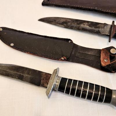 Lot #117  Lot of 3 Hunting/Trail Knives with sheaths