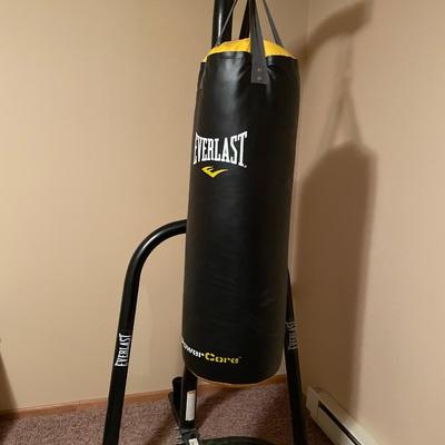 Everlast 80 lb punching bag, stand and gloves | EstateSales.org