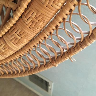 Vintage Boho chic wicker rattan fan back peacock chair