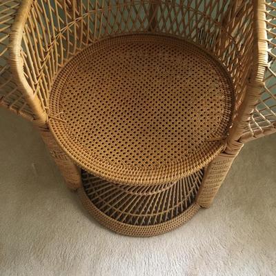 Vintage Boho chic wicker rattan fan back peacock chair