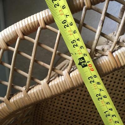 Vintage Boho chic wicker rattan fan back peacock chair