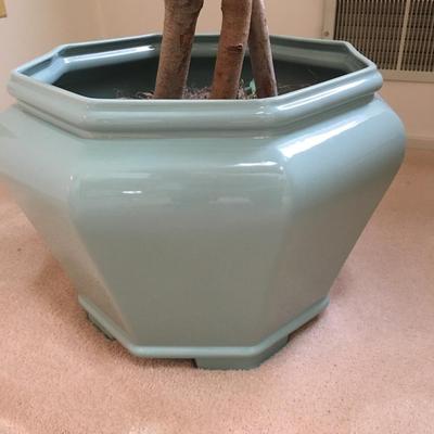 Faux tree in ceramic teal pot