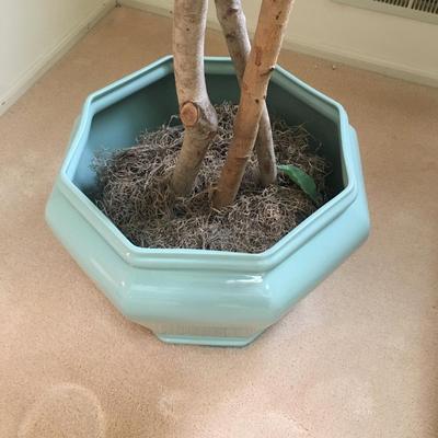 Faux tree in ceramic teal pot