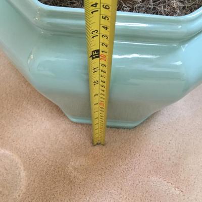 Faux tree in ceramic teal pot