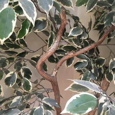 Fabric tree in plastic pot.
