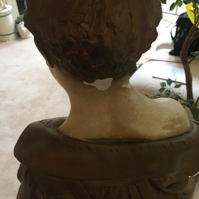 Classic statue of boy on separate pedestal-- LARGE!