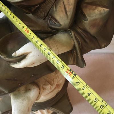 Classic statue of boy on separate pedestal-- LARGE!