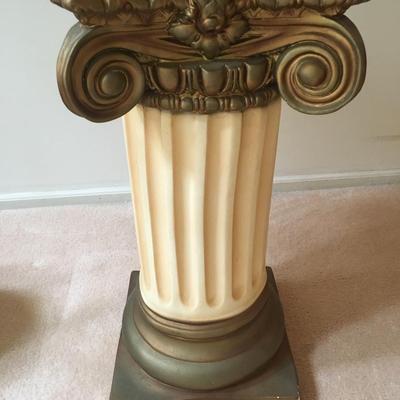 Classic statue of boy on separate pedestal-- LARGE!