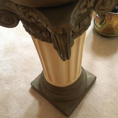 Classic statue of boy on separate pedestal-- LARGE!