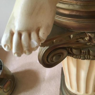 Classic statue of boy on separate pedestal-- LARGE!