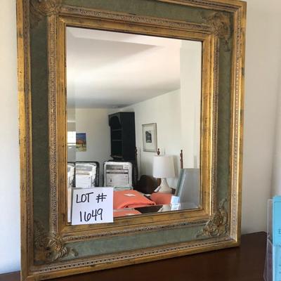 1649 Gold Wash & Green Wooden Framed Mirror