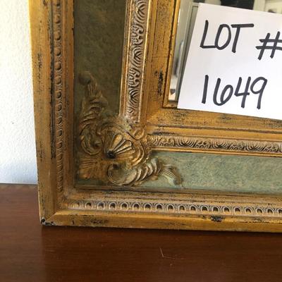 1649 Gold Wash & Green Wooden Framed Mirror