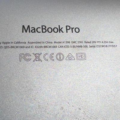 1907 Apple MacBook Pro Laptop Model A1398