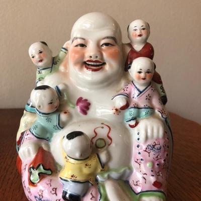 Laughing Buddha with 5 children