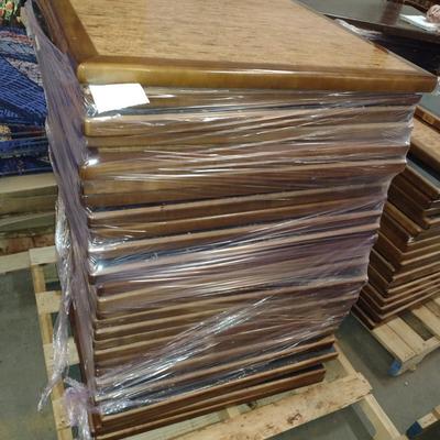 Two Stacks of Solid Wood Tabletops Various Shades of Finish Choice B