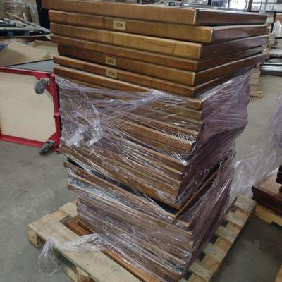 Two Stacks of Solid Wood Tabletops Various Shades of Finish Choice B